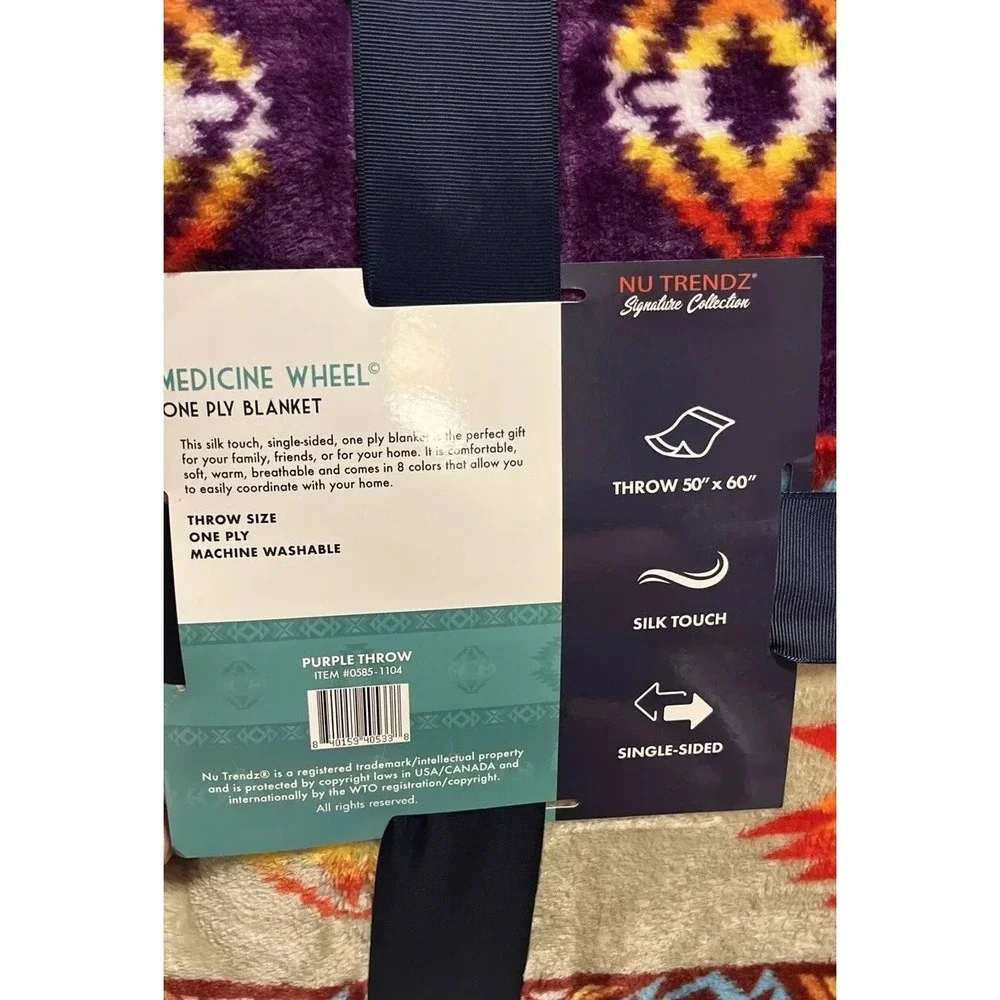 New Medicine Wheel Plush‎ Throw Soft Blanket Dreamcatcher Sacred Hoop 50 X 60